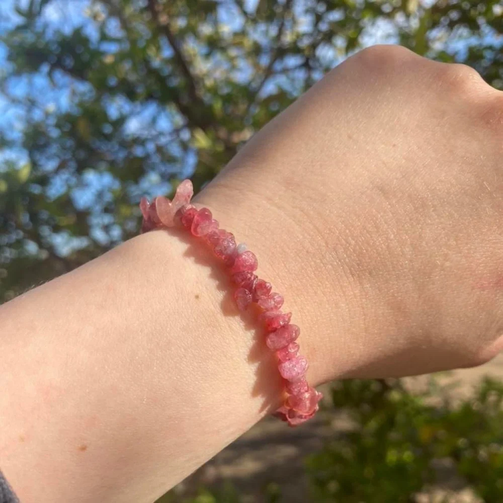Pink Tourmaline Crystal Stretchy Bracelet